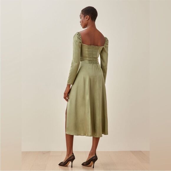 Reformation Maryanne Silk Dress in green - Picture 5 of 9